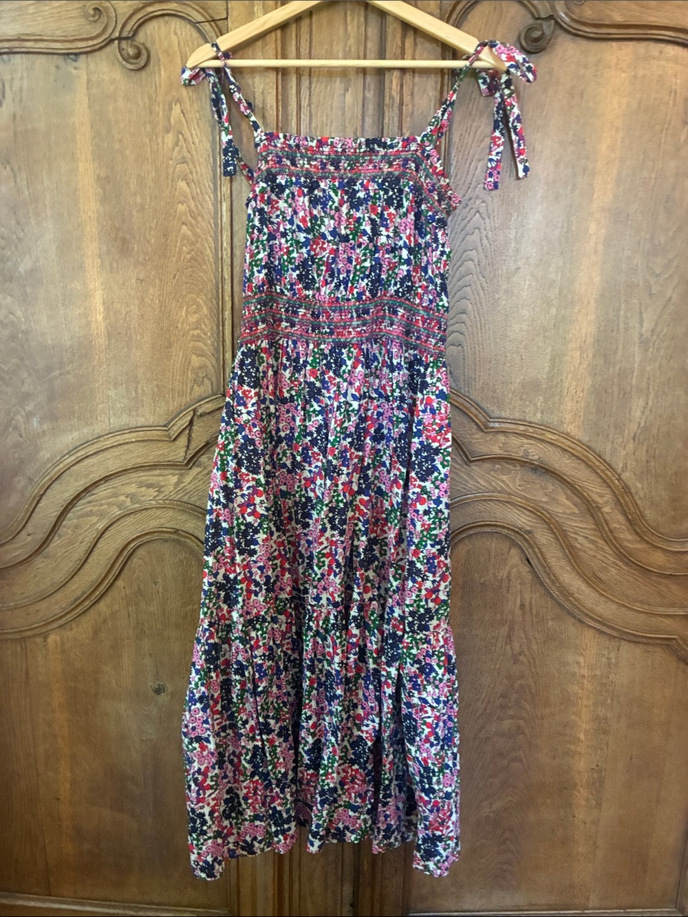 J. Crew Smocked Tiered dress in watermark floral print - Picture 2 of 8